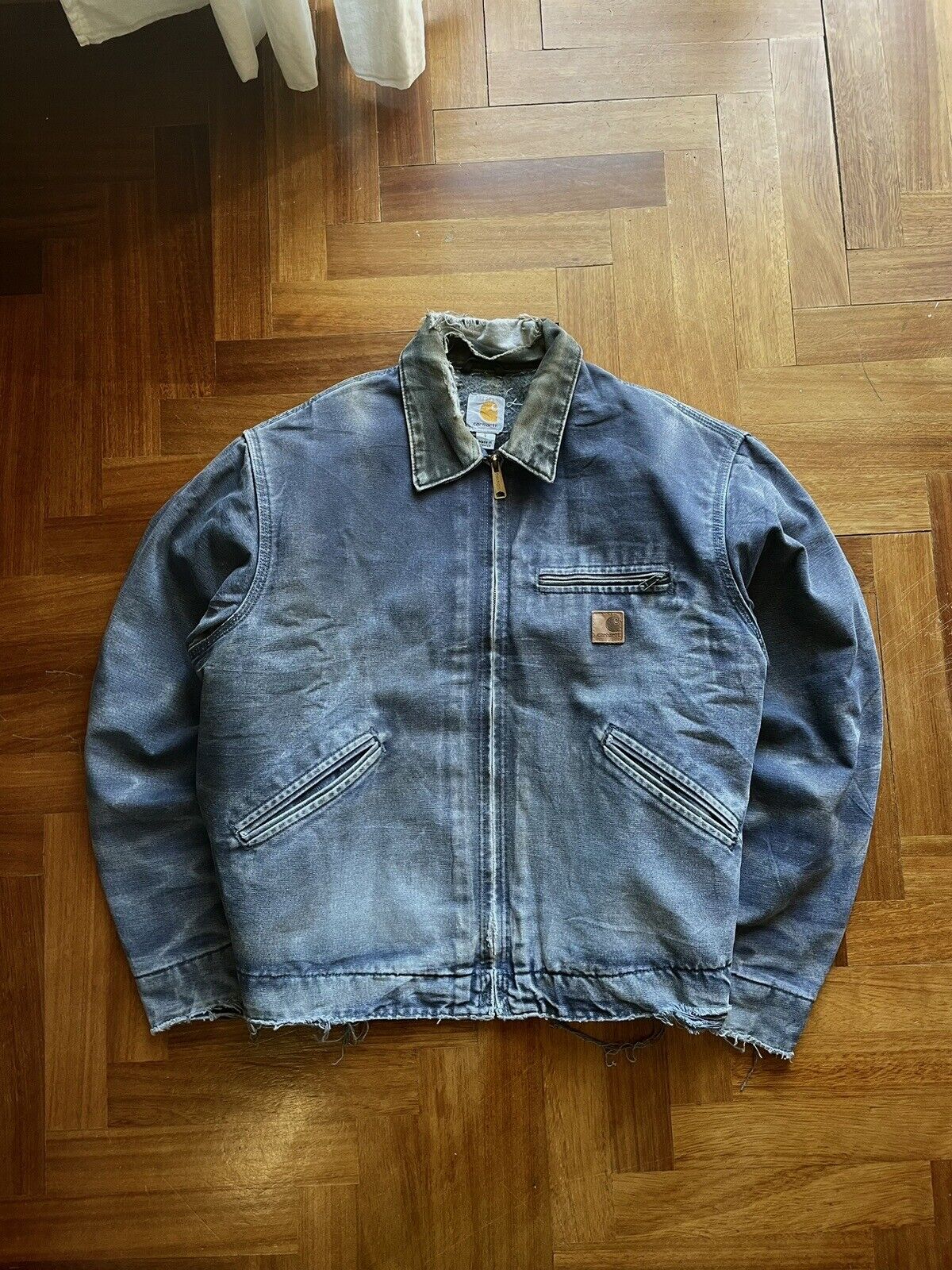 Image of carhartt detroit j97 blu vintage jacket faded distressed j75 j64 j43 boxy large