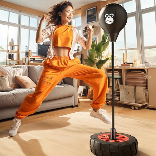 Punching Reflex Boxing Bag With Stand Punching Ball Speed Ball Adjustable Height - Picture 5 of 10