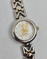 Mickey Mouse Disney Time Works Watch Gold Silver Tone New Battery Small Wrist