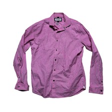 Express Shirt Mens Size Medium Fitted Pink Striped Long Sleeve Button Front