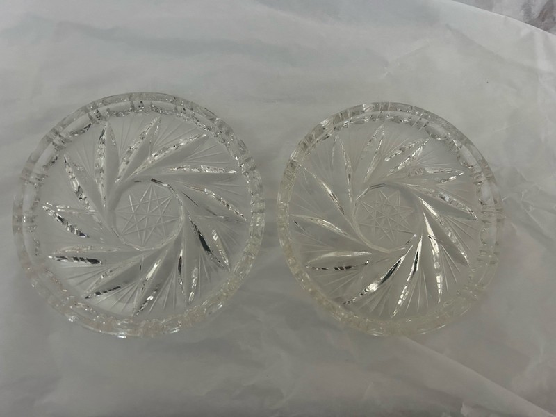 2 Vintage Echt Bleikristall West German Lead Crystal Coasters Star #2/3