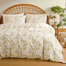 Yellow Floral Duvet Cover King Size 100 Cotton Cottagecore Bedding Set 3 Pie...