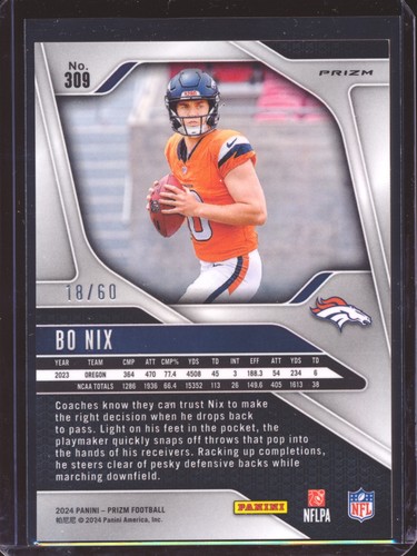 2024 PANINI PRIZM BO NIX #309 ORANGE WAVE ROOKIE 18/60! - Picture 2 of 2
