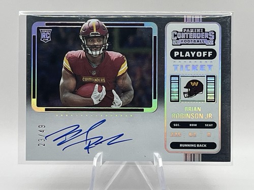 Brian Robinson Jr #d/49 Rookie Playoff Ticket Auto 2022 Panini Contenders #106 - Picture 3 of 7