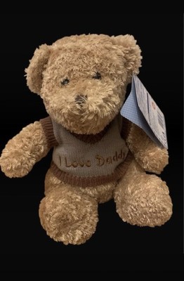 Brandneu mit Etikett Vintage 90er Tesco I Love Daddy Vatertag Teddybär Plüschtier Stofftier 12