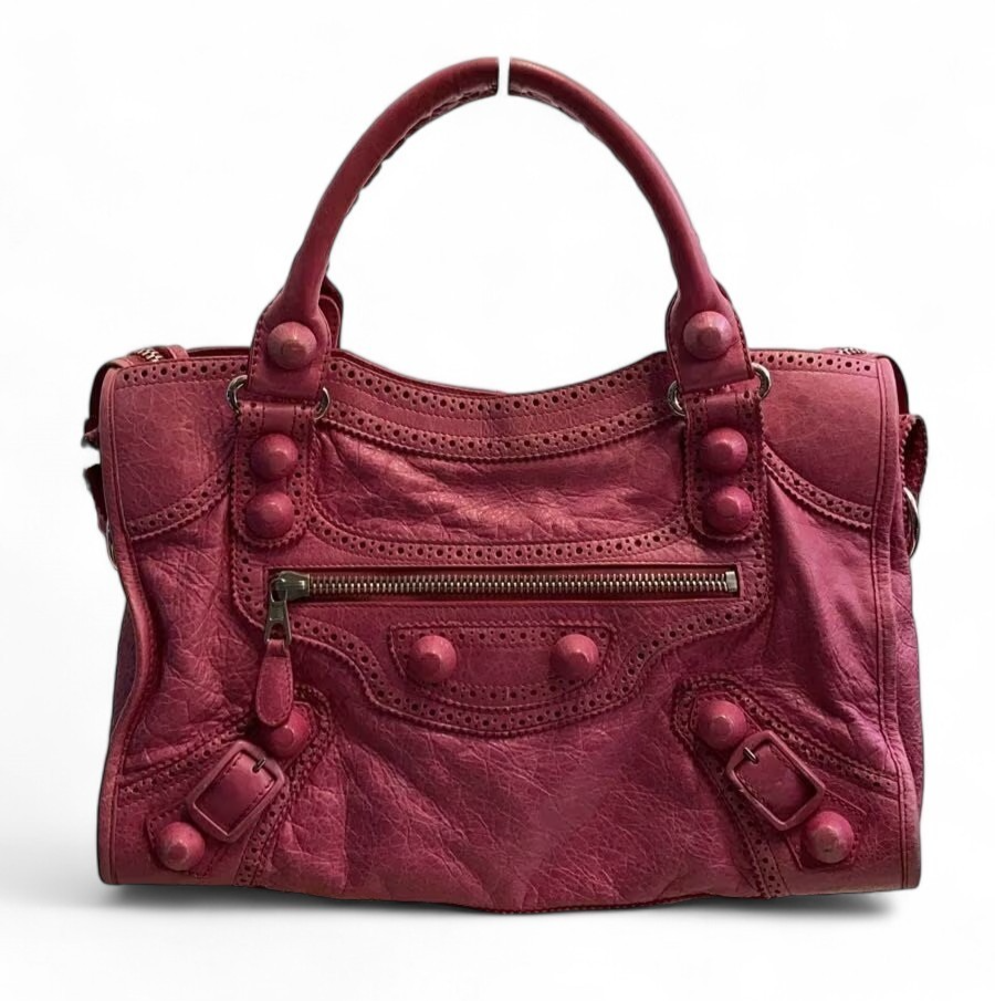 BALENCIAGA Giant City 2Way Shoulder Bag Handbag Pink Leather