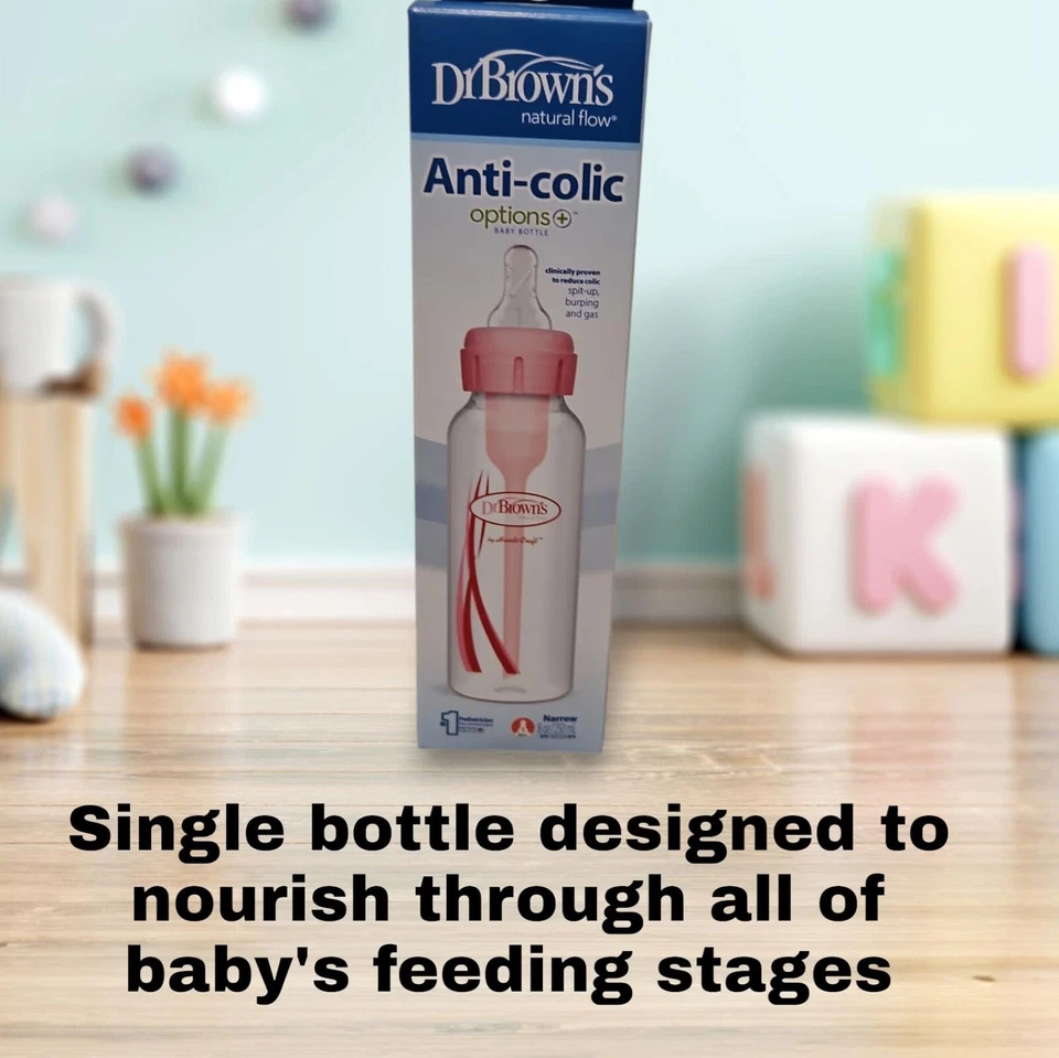 Dr. Brown's Narrow Baby Bottle,Pink,8oz - Image 2 of 2