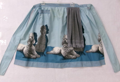 Vintage John Wolf Poodles on Turquoise 1950's Kitchen Apron