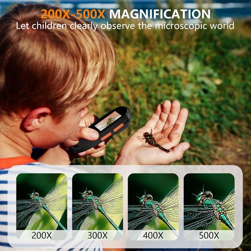 Microscopio Digital para Niños, Microscopio de Mano con Pantalla IPS de 2.0", 500X, 8 Ajustables - Imagen 2 de 13