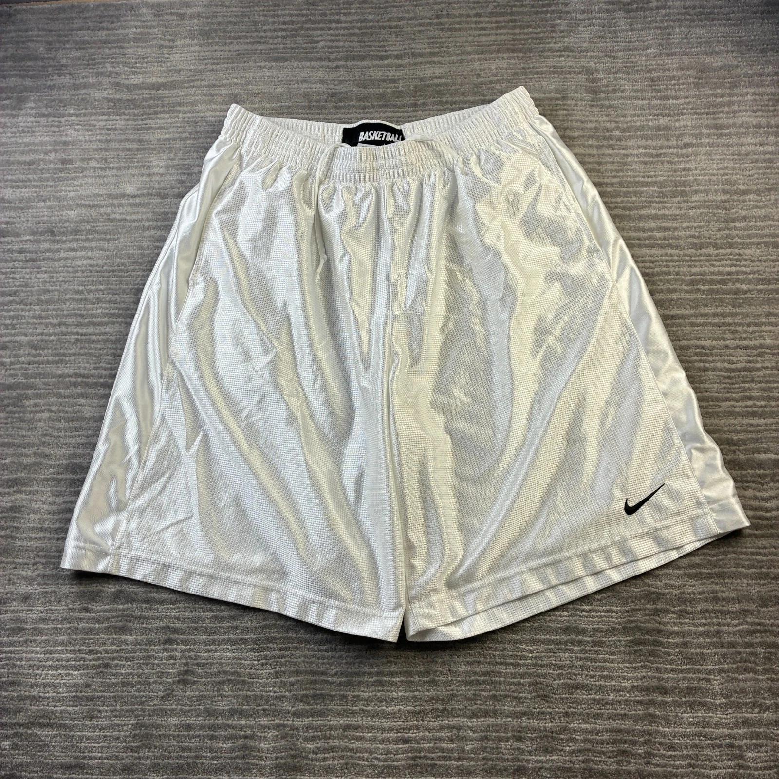 Nike Shorts Mens 2XL XXL White Shiny Dazzle Basketball Baggy