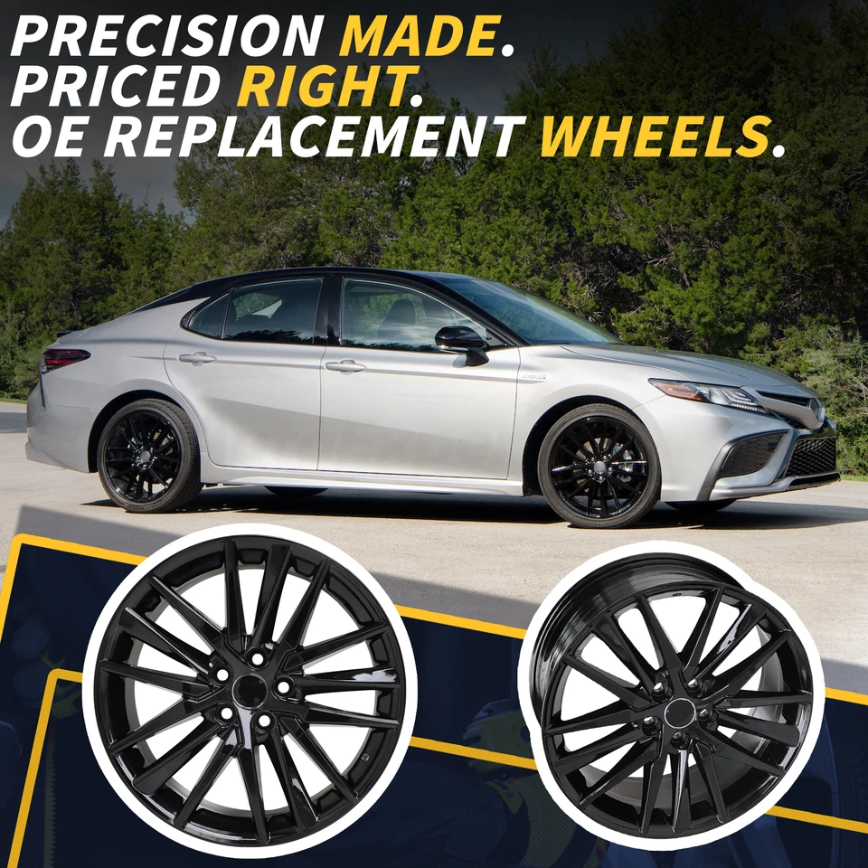 New 19" Full Gloss Black Alloy Wheel Rim for 2021-2023 Toyota Camry 75222 XSE - Image 3 of 4