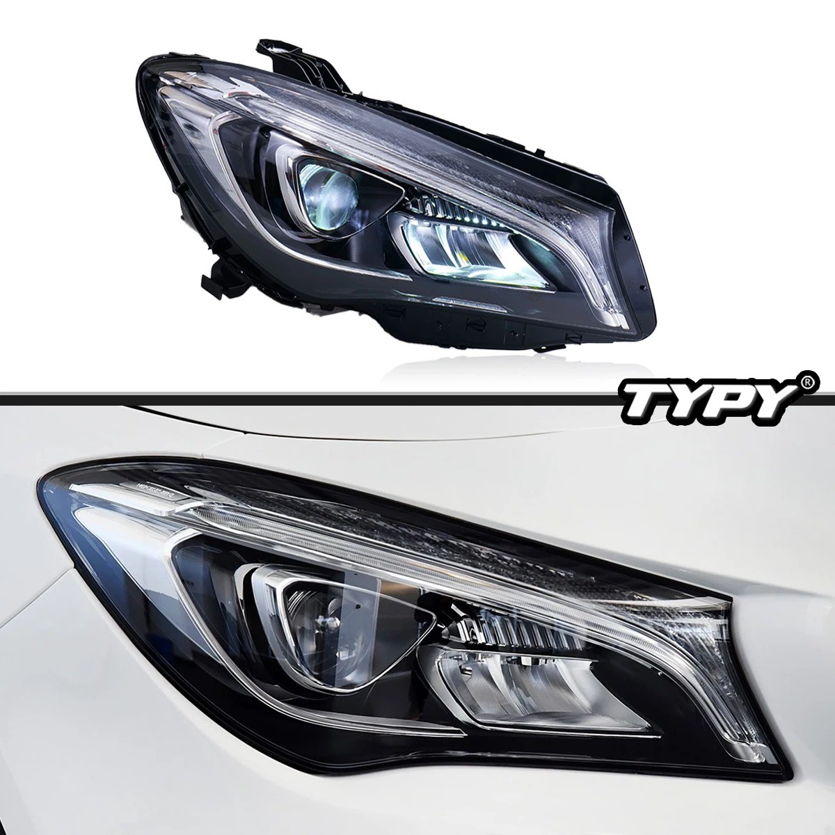 For Benz CLA W117 Headlights LED Lens Beam Projector Full LED DRL 2014-2019