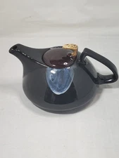 Simple Dining Stonewear Teapot Black Abstract 40 ounces