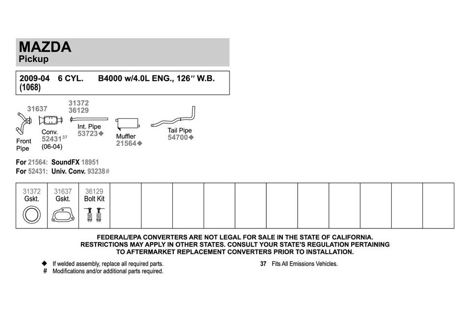For Ford Ranger 04-11 SoundFX Steel Oval Direct-Fit Aluminized Exhaust Muffler Foto 3 de 4
