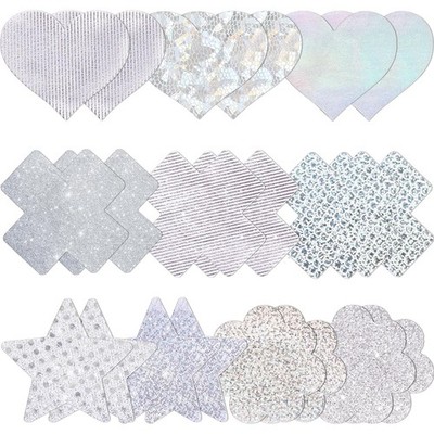10 Paris Glitters Pasties Pack Rave Party Pasties Sticky Nipple Covers Sticke...