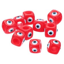 12mm Evil Eye Beads, 10 Pcs Large Hole Turkish Evil Eye Charm, Red