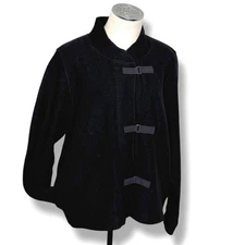 Vintage Herman Geist Black Wool Mandarin Collar Jacket Women's XL