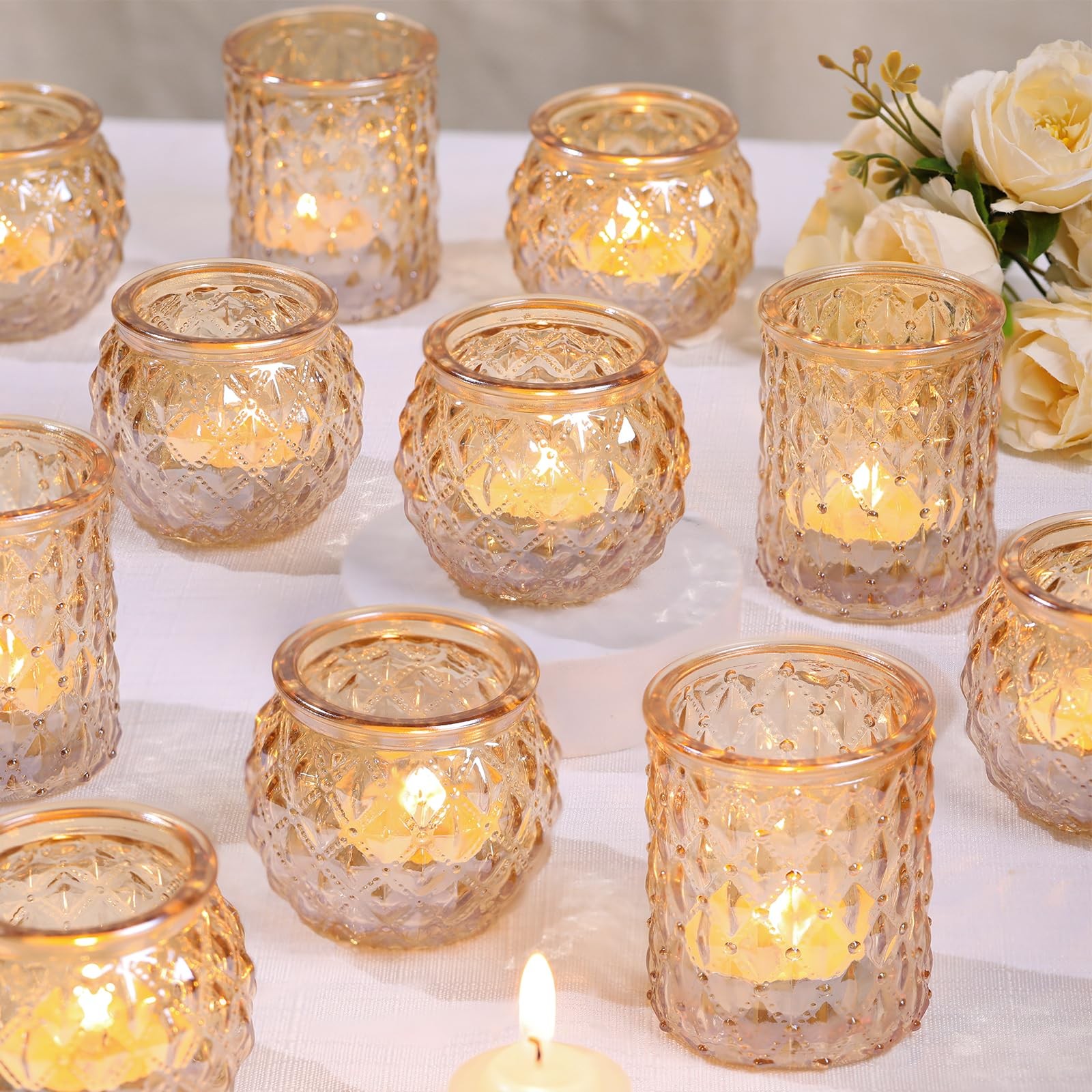 S Set Of 24- Gold Candle Holders Bulk For Table Cent...