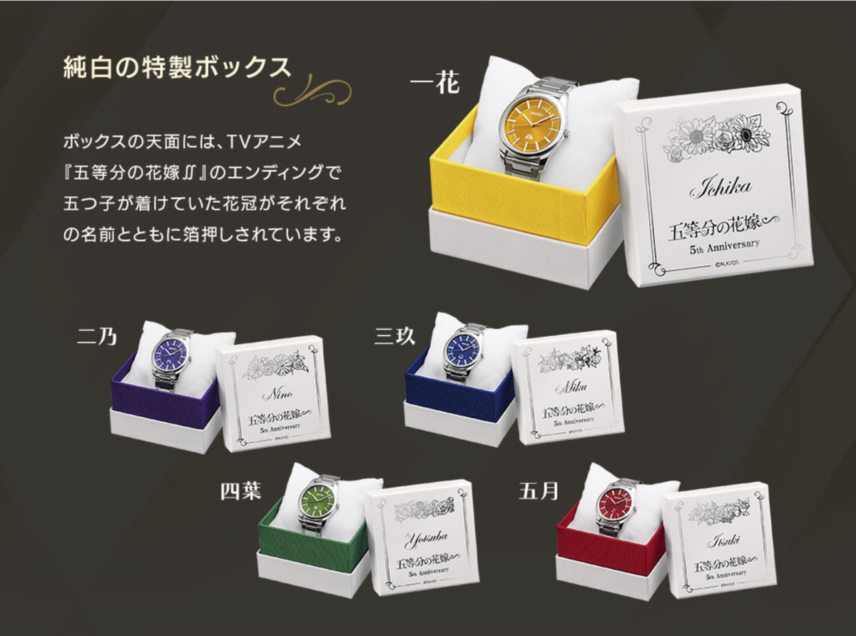 The Quintessential Quintuplets x Seiko collaboration wrist watch