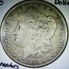 1895-O MORGAN SILVER DOLLAR VF DETAIL KEY DATE