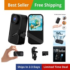 4K60FPS Mini Action Camera, HD Thumb Camera with 64G SD Card, POV Portable Bo...
