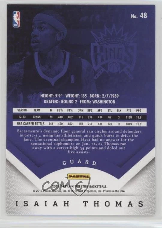 2013-14 Panini Prestige Red Bonus Shots Isaiah Thomas #48 - Image 2 of 2