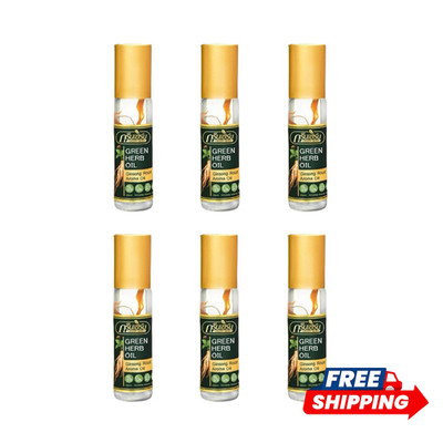 6x Green Herb Ginseng Root Aroma Oil 8cc   Refreshing Herbal Scent Roll-On