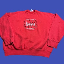 Vintage Nebraska Huskers 1994 1995 Champions Red Sweatshirt Fruit of Loom Mens L