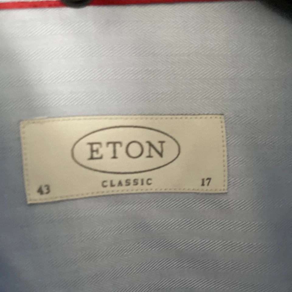 Camisa con botones ETON para hombre azul liso XL algodón manga larga cuello bolsillo Foto 2 de 4