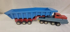VINTAGE SEARS/SSS INTERNATIONAL RED AND BLUE TURNPIKE DUMP TRUCK 21" Long