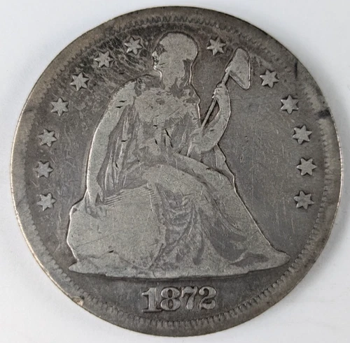 1872 Seated Liberty Silver Dollar $1 Good Details