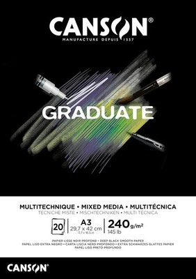 CANSON Studienblock GRADUATE MIXED MEDIA schwarz DIN A3 20 Blatt