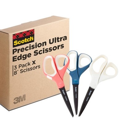 Scotch Brand Precision Ultra Edge Scissors, 3-Pack, Cobalt, Teal and Hibiscus 