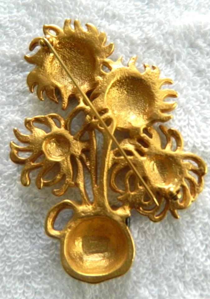 Vintage Yves St. Laurent for Avon Collab Vincent van Gogh’s Sunflower Brooch EUC - Image 3 of 3