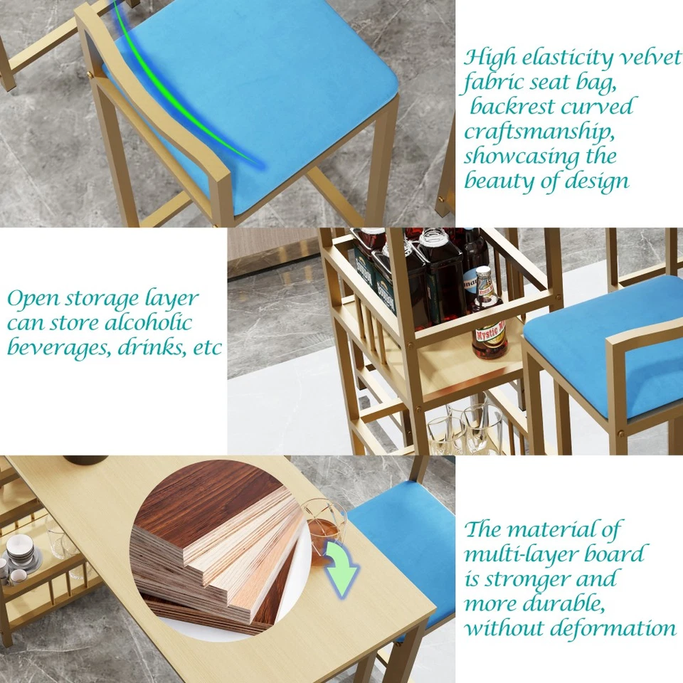 Барный стол стул комплект многослойный настольный стул подушка стол с функцией хранения - Изображение 3 из 4