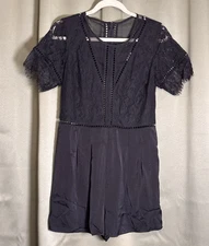 Sugar + Lips Black Lace Top Shorts Romper Jumpsuit Size Large NWT