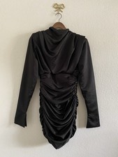 House of CB Women's Black Giorgiana Ruched Mini Dress Size Small Satin