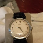 Timex Waterproof Vintage Manual Wind 17J White Dial Silver 34mm Black Leather