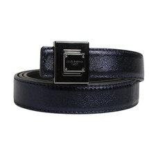 DOLCE & GABBANA Belt Men Black Classic Leather Square Buckle 85cm / 34in 680usd