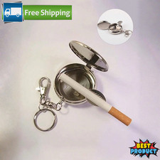 Mini Cigarette Ashtray with Key Chain Portable Round Shaped Cigarette Supplies