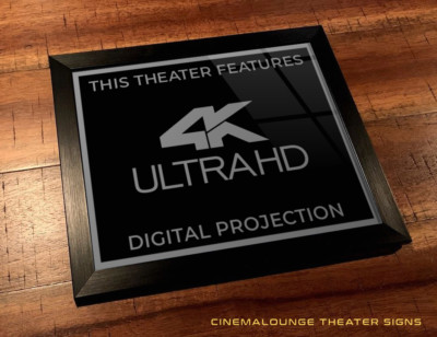 Framed 8'' x 10'' Home Theater / Cinema Sign - 4K Ultra HD