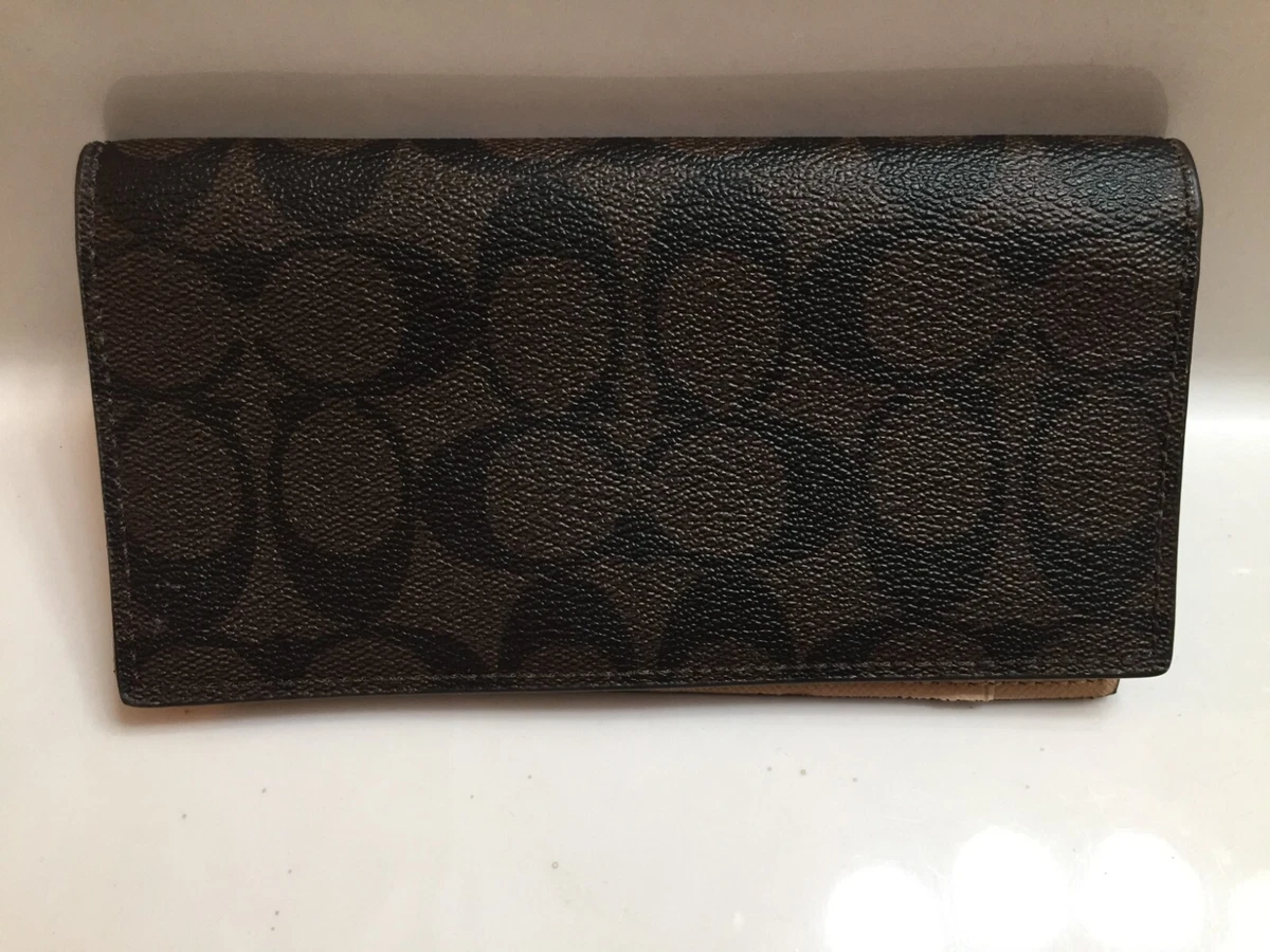 Coach checkbook cover brown Clearance