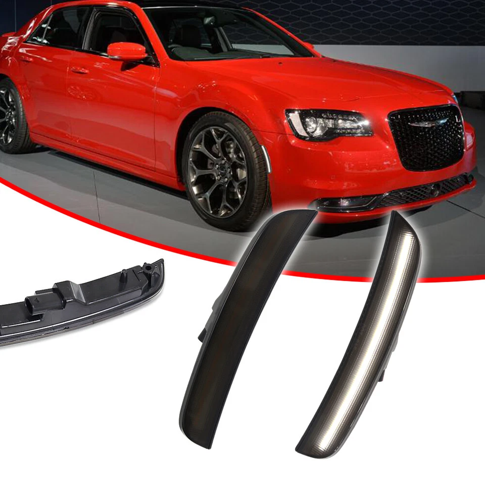 Белые светодиодные габаритные огни передние дымчатые линзы для Chrysler 300 2015-2023 годов выпуска - Изображение 2 из 4
