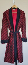 Vtg Sy Devore Mens Herringbone Robe Dressing Gown Smoking Jacket M 50s 60s READ