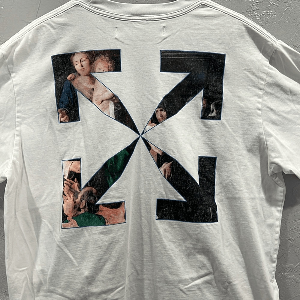 Off-White Caravaggio Painting White Graphic Tee  - RARE Designer T-Shirt - EUC image 8
