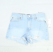 BDG Urban Outfitter Girlfriend High-Rise Cut Off Fringe Light Wash Jean Short 26