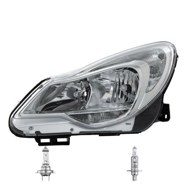 Halogen Scheinwerfer Links H7/H1 Chrom FüR Opel Corsa D Inklusive Lampen-image