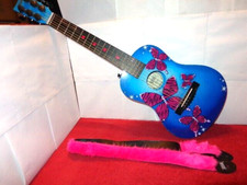 First Act Discovery Acoustic Guitar 31 X 10 X 2 In Blue With Pink Strap   # L 88