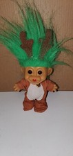 Russ Troll Rudolf Reindeer Doll Outfit Green Hair Red Nose Vintage 5"