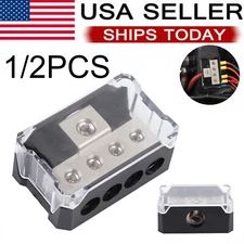 1/2Pcs Power Ground Amp Distribution Block 0/2/4 Gauge Input 4/8/10 Gauge Output